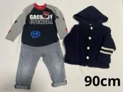 男の子　90cm まとめ売り　3着　長袖　ロンT 長ズボン　もこもこパーカー