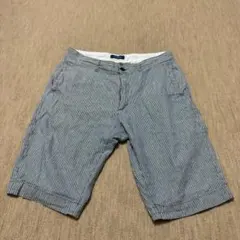 ク*ャ様 【美品】Navy 綿麻 ストライプ ハーフパンツ M ブルー ホワイトのサムネイル