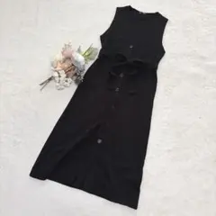 【ジーユー】ニットジャンパードレス ワンピース ノースリーブ ブラック XS