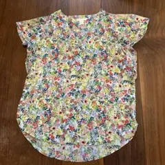 H&M 花柄ホワイトフリル袖 ブラウス 36