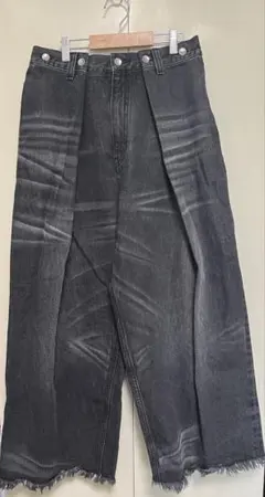 MAISON SPECIAL デニム ダークグレー ワイド タック カットオフのサムネイル