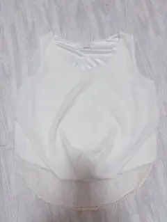 ホワイト ノースリーブ トップス M