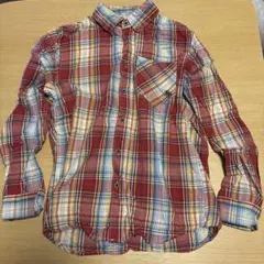 チェック柄 長袖シャツ レッド系