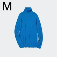 UNIQLO ユニクロ メリノリブタートルネックセーター ブルー M