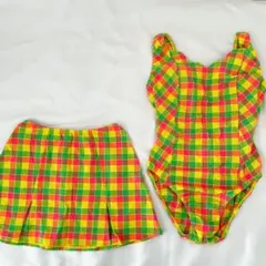 カラフルチェック ワンピース水着
