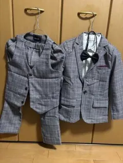 キッズ フォーマルスーツセット グレー系チェック