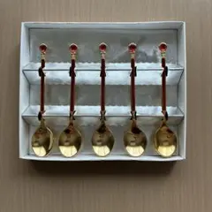 ゴールドカラー スプーン 5本セット 赤い装飾付きのサムネイル