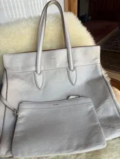 MaxMara ホワイト本革レザー トートバッグ