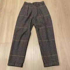 バーンストーマー　チェック柄 ハイウエスト テーパードパンツ　カシミヤ混　11号