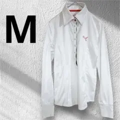 PUMA プーマGOLF プーマ ゴルフウェア 長袖 ポロシャツ M 白 総柄