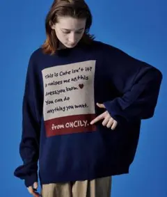 ONCILY メッセージロゴニットプルオーバー