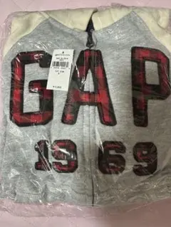 GAP 1969 パーカー 130CM グレー/オフホワイト/レッド