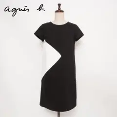 美品 agnes b. 半袖ワンピース モノトーン サイズ2*HD428