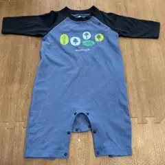 【美品】mont-bell WIC.ロングスリーブロンパース　山の木 80