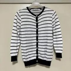 IEDIT ボーダーカーディガン 七分丈