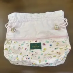 MINTON 巾着ポーチ 花柄 ピンクのサムネイル