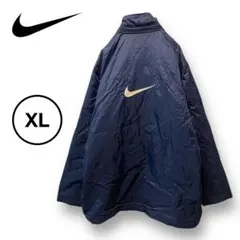 NIKE 中綿ナイロンジャケット ワンポイントロゴ 刺繍 バックロゴ ネイビー