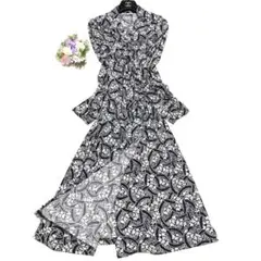 ★極美品　ローラアシュレイ　カシュクールベルテッドワンピース　和風❤︎花柄　M L