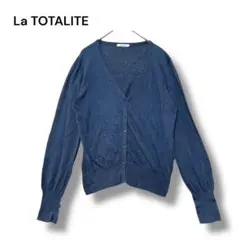 ラトータリテ　カーディガン　リネンブレンド　Ｆ　ネイビー　光沢　長袖