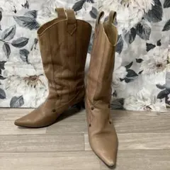 本革 ウエスタンブーツ ベージュ 23.5〜24