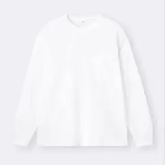 GUヘビーウェイトクルーネックTシャツ　ホワイト　白　長袖　ユニセックス