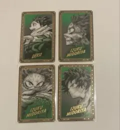 ①ヒロアカ展 原画展 箔押しクリアカード 緑谷出久 4種 コンプリート