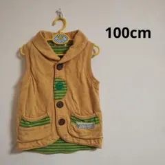 Branshes　ブランシェス　ベスト　100cm イエロー　ボーダー　重ね着