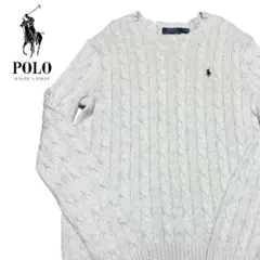 極美品✨ポロラルフローレン ケーブルニット 現行品 オフホワイト M 刺繍ロゴ
