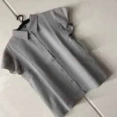訳ありグレー 半袖シャツ フリル袖