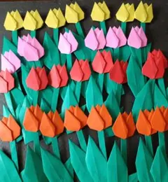 チューリップ30本　折り紙　春壁面飾り　 花束素材等に　受注