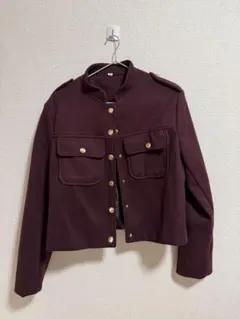 【美品】ボルドーカラージャケット Mサイズ ゴールドボタン 上品デザイン