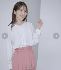 VIS フロントタック長袖ブラウス　NATURAL BEAUTY BASIC