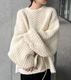 selectMOCA オーバーサイズハニカムニット　アイボリー