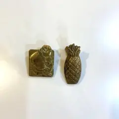 金運と繁栄のシンボルパイナップルと南国風の美女ヴィンテージ真鍮製 メモクリップ