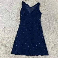［良品］TOCCA ノースリーブワンピース ネイビー 2 シルク100%