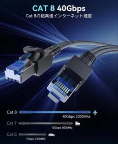 新品未使用LANケーブル 40Gbps 超高速通信 高耐久ナイロン編みのサムネイル