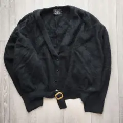 90s vintage モード アンゴラ混 シャギーニットカーディガン ブラック