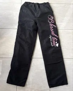 Blessed time ロゴ入り 裏起毛 ロングパンツ ブラック