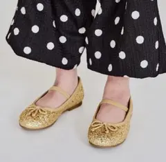 パンプス バレエシューズ ゴールド 17cm