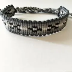 ミサンガ★黒ミンサー　灰グラデーション