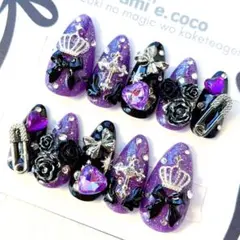 【sample】オーダーネイルチップ 推し活 付け爪 つけ爪 紫 サブカル