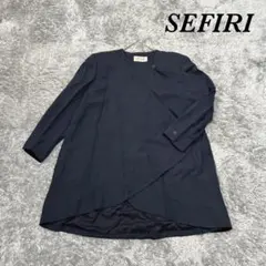 セフィリー アシンメトリー コート 長袖 個性的 肩パット Aライン ボタン留め