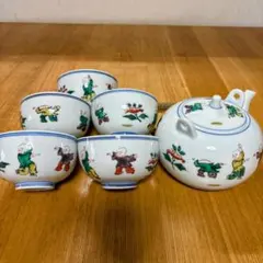 九谷焼　芳山窯　唐子絵変わり　茶器揃急須　湯呑み　湯飲み