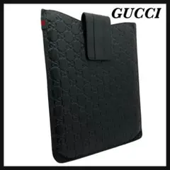 【美品】 GUCCI グッチ iPadケース シマ ブラック レザー