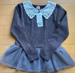 130サイズ グレー レース襟 長袖カットソー