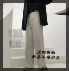 003750 M　ハイウエスト スラックスパンツ ボトムス　ベージュ