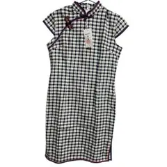 チェック柄 花柄　チャイナドレス チャイナワンピース　コスプレ