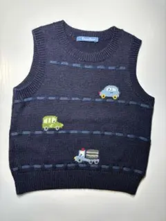 週末値下 ファミリア familiar 車 ネイビー ニット ベスト 100