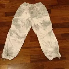 ホワイト/グレー タイダイ カーゴパンツ