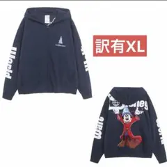 訳有　XL ディズニーWDW ミッキー 刺繍 ジップアップ スピジャ風 パーカー